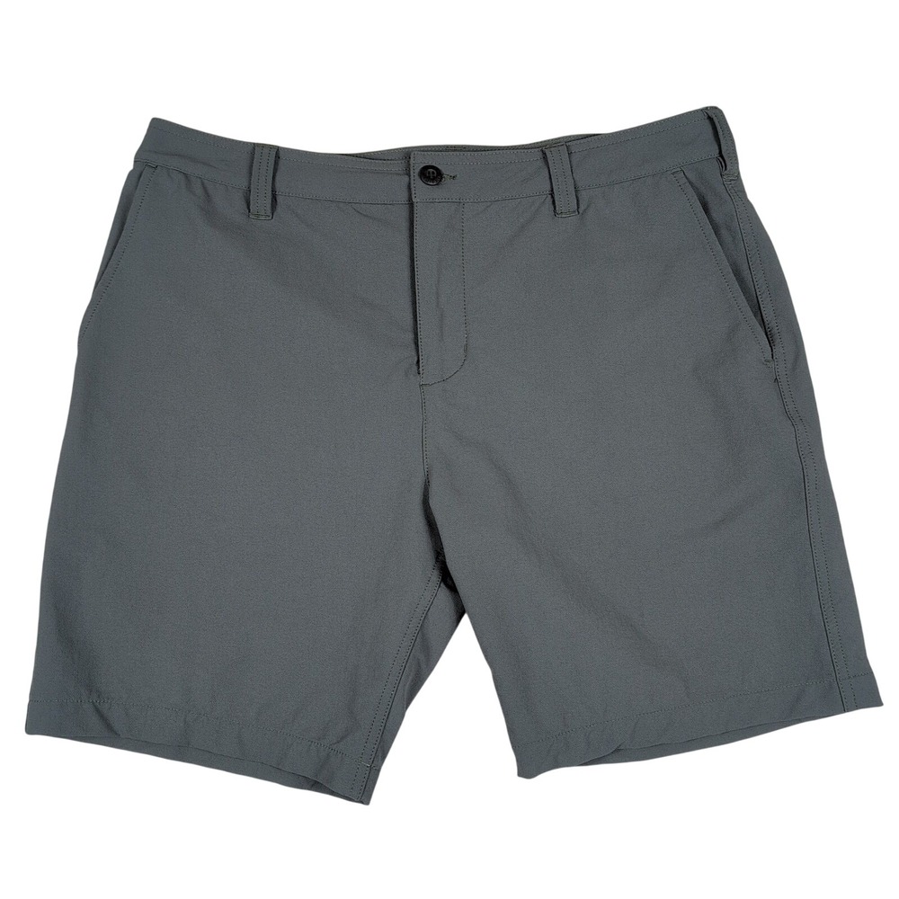 American Giant Stretch Chino Short 34W Fits 36 Slate Green Gray Nylon EUC